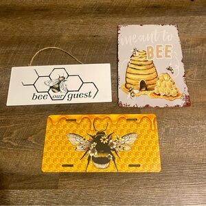 Bee Themed Decorative metal Signs Set